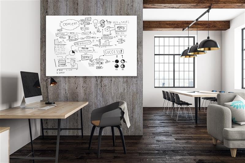FSE 373-WGB6040M 60"W x 40"H Magnetic Wall-Mounted Glass Board