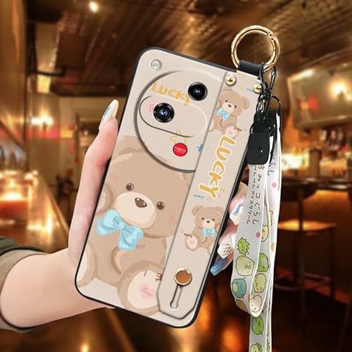 Phone Case Compatible with ZTE Nubia Focus2 5G, Cute Phone Holder Shockproof Dirt-resistant Cartoon Kickstand Wristband Durable 