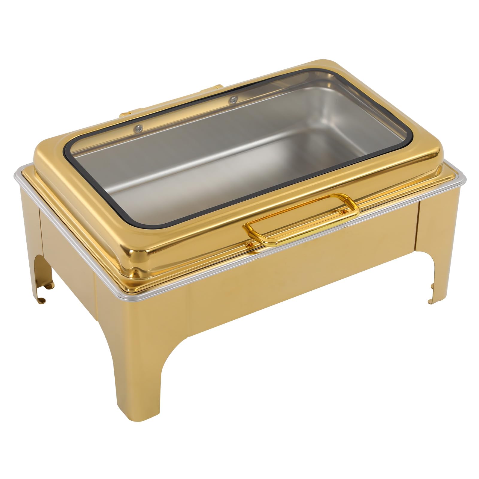 Scaldavivande da Buffet in Acciaio Inox | Set buffet scaldavivande rettangolare in acciaio inox for hotel, ristoranti(Gold)
