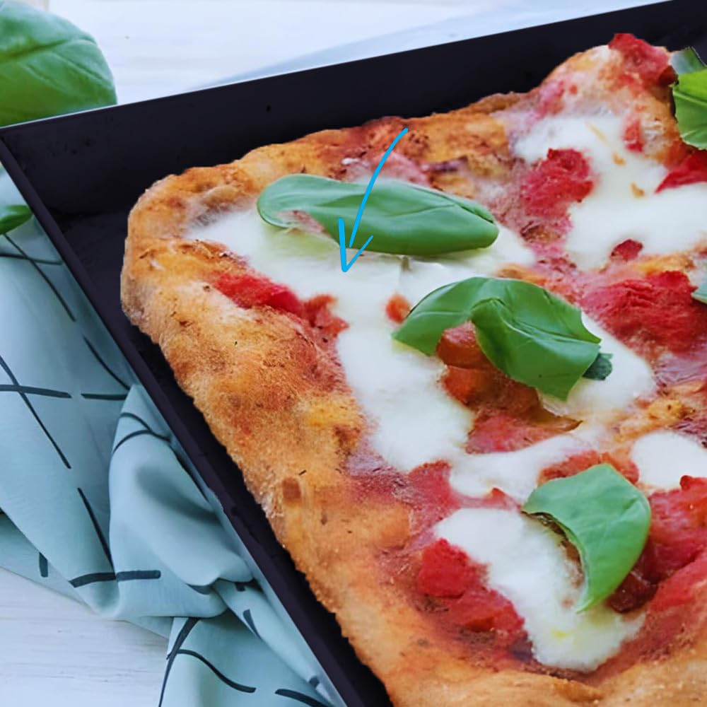 Paluplus 3 Teglie Rettangolari da Forno in Lamiera Blu, Misura 30x40, Placca con orlo alto 3 cm Svasato, Teglia professionale per Pizza, Focaccia, Biscotti, Pane, Made in Italy -3003F