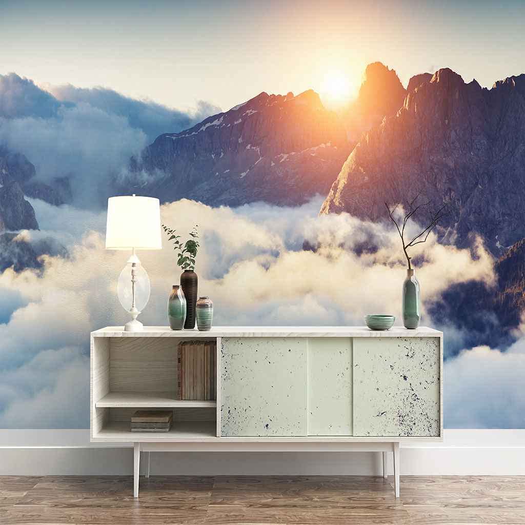 Papier peint panoramique montagnes scandinaves pour créer un coin bureau zen et lumineux