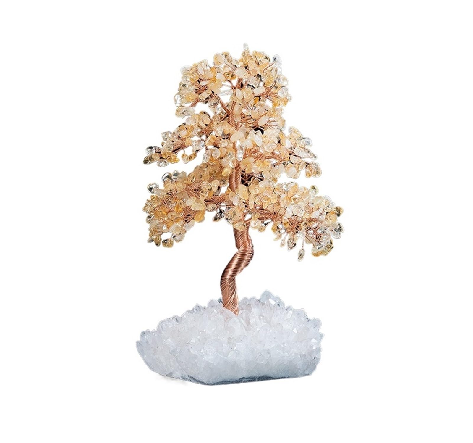 crystal tree， Crystal Stone Money Tree Handmade Feng Shui Bonsai Decoration For Fortune And Wealth Fengshui Decorations(Yellow)
