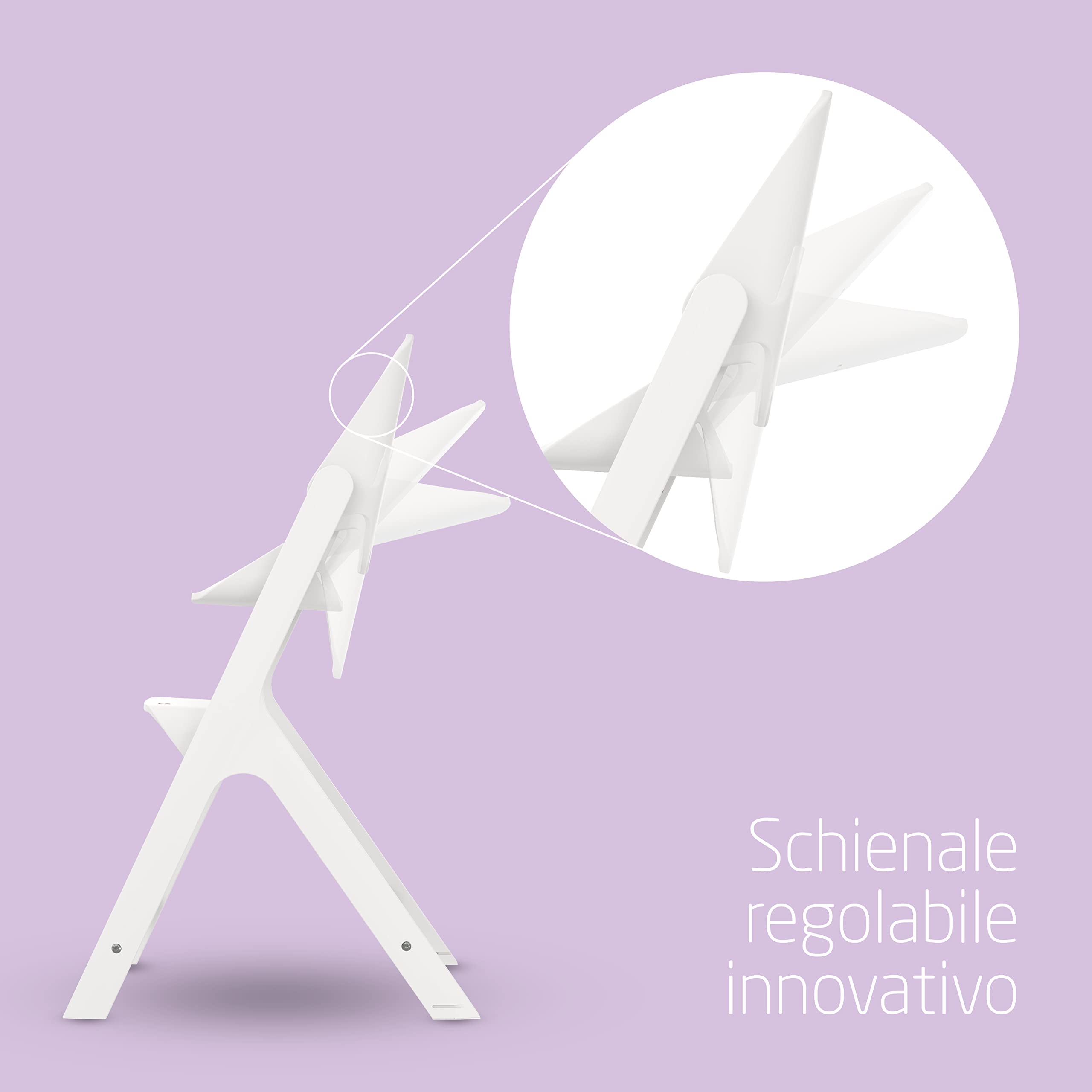 Maxi-Cosi Nesta Seggiolone Pappa Multifunzione in Legno, Seggiolone Evolutivo e Reclinabile, Seggiolone Bimbo Compatibile Con Accessori per un Uso dalla Nascita, 0 - 110 kg, Legno Bianco