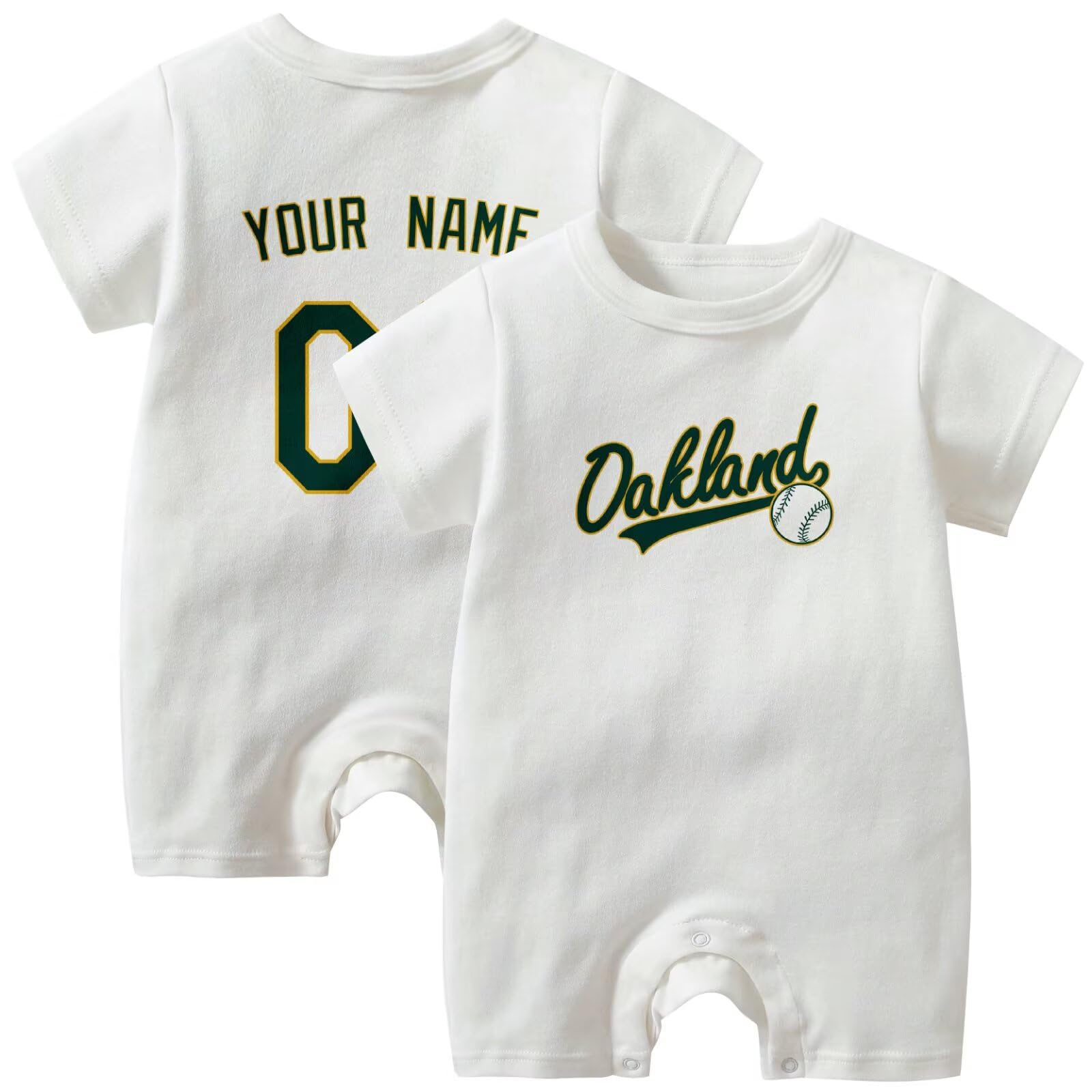 KREDE Baby Clothes Unisex White Bodysuit Rompers Custom Name Number for Baby Boys