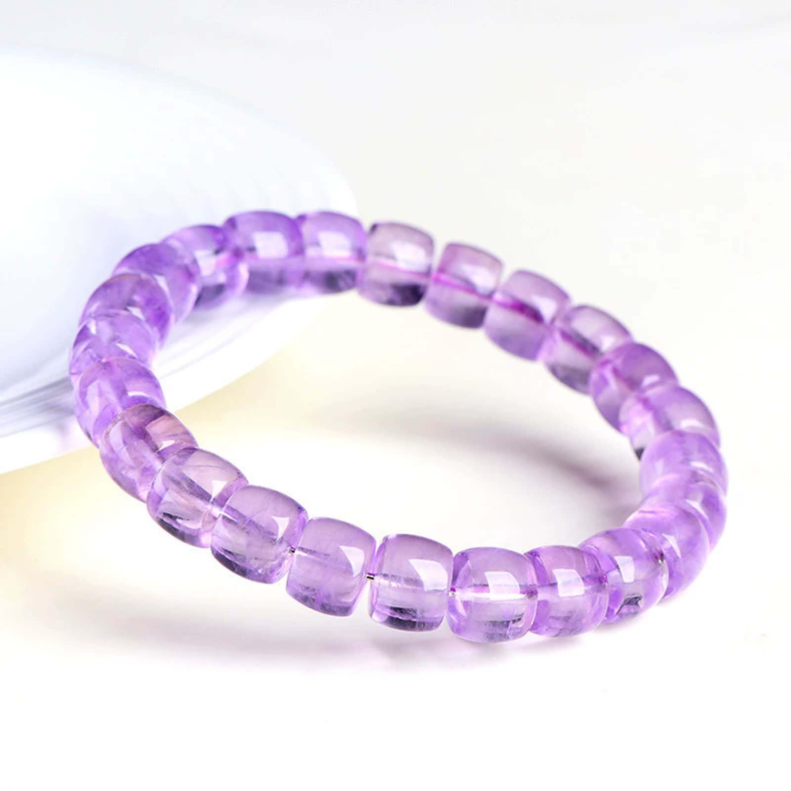 Pulsera de Amatista Pulseras elásticas con Cuentas Hechas a Mano