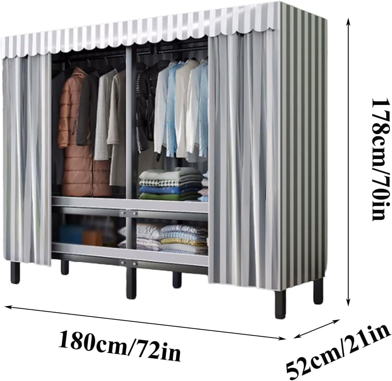 Armario Plegable Armario pequeño Armario de Acero for Dormitorio Armario ahorrador de Espacio Armario portátil(Pattern,180cm)