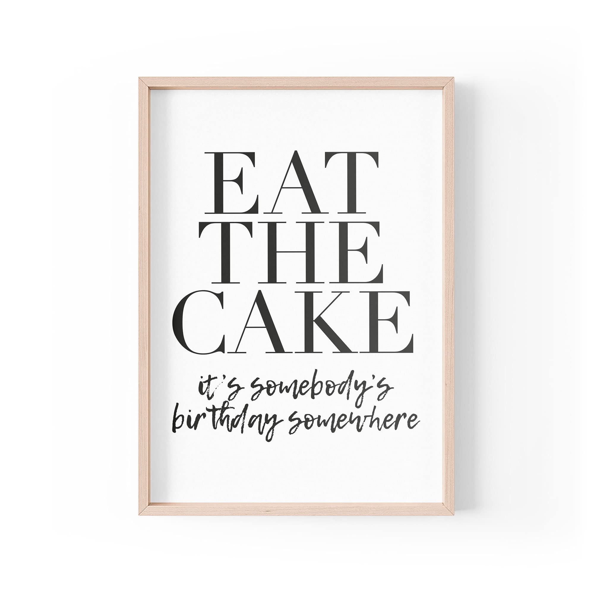 Tongue in Peach Funny Quote Print | Home Prints | Eat The Cake | Aesthetic Kitchen Wall Art Positive Quote | A4 A3 A5 *FRAME NOT INCLUDED* - PBH182
