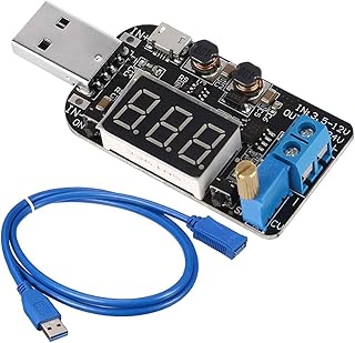 DAOKI DC-DC Digital USB Buck Boost Converter Module 5V to 3.3V 9V 12V 18V 24V Adjustable Step Up Down Voltage Regulator Power Supply Module with USB Extension Cable