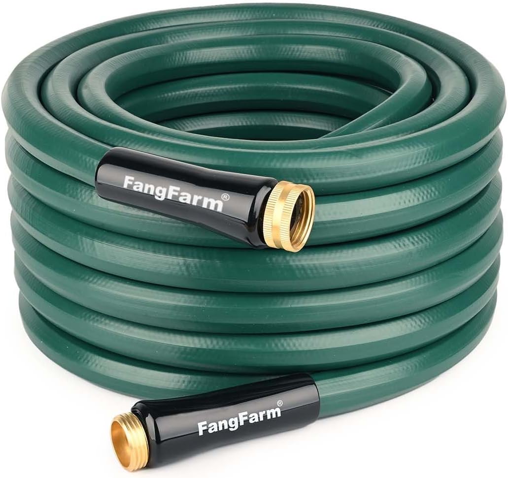 Heavy Duty Rubber Hose: 50FT 3/4" GHT Brass Male to Female Fittings - 5/8" Leak Proof Water Hose for Garden Lawn Car Washing