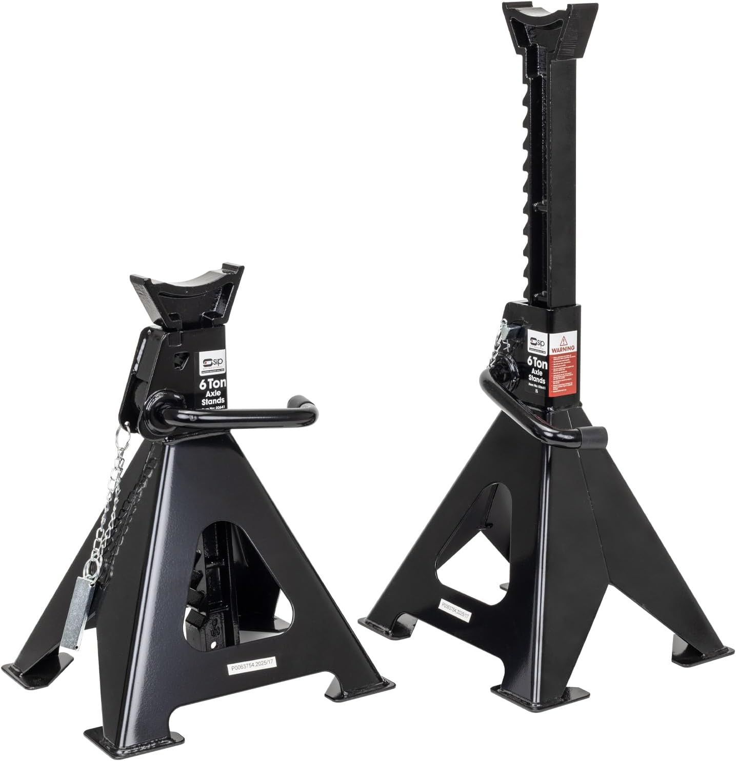 SIP Car Jack Stands 6 Ton Capacity per Stand, 39.5-61cm Ratchet Adjustable Lifting Height, 1 Pair