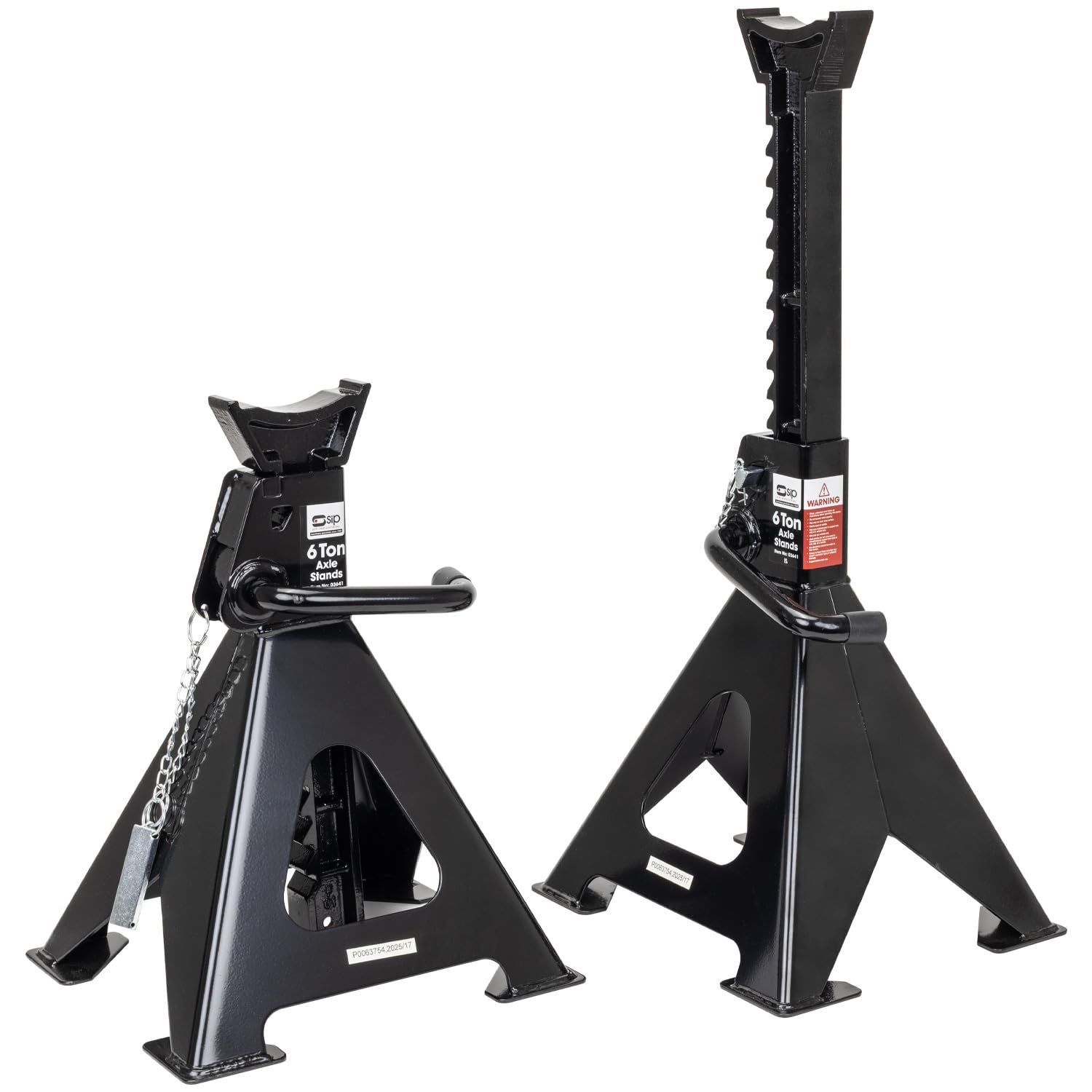 SIP Car Jack Stands 6 Ton Capacity per Stand, 39.5-61cm Ratchet Adjustable Lifting Height, 1 Pair