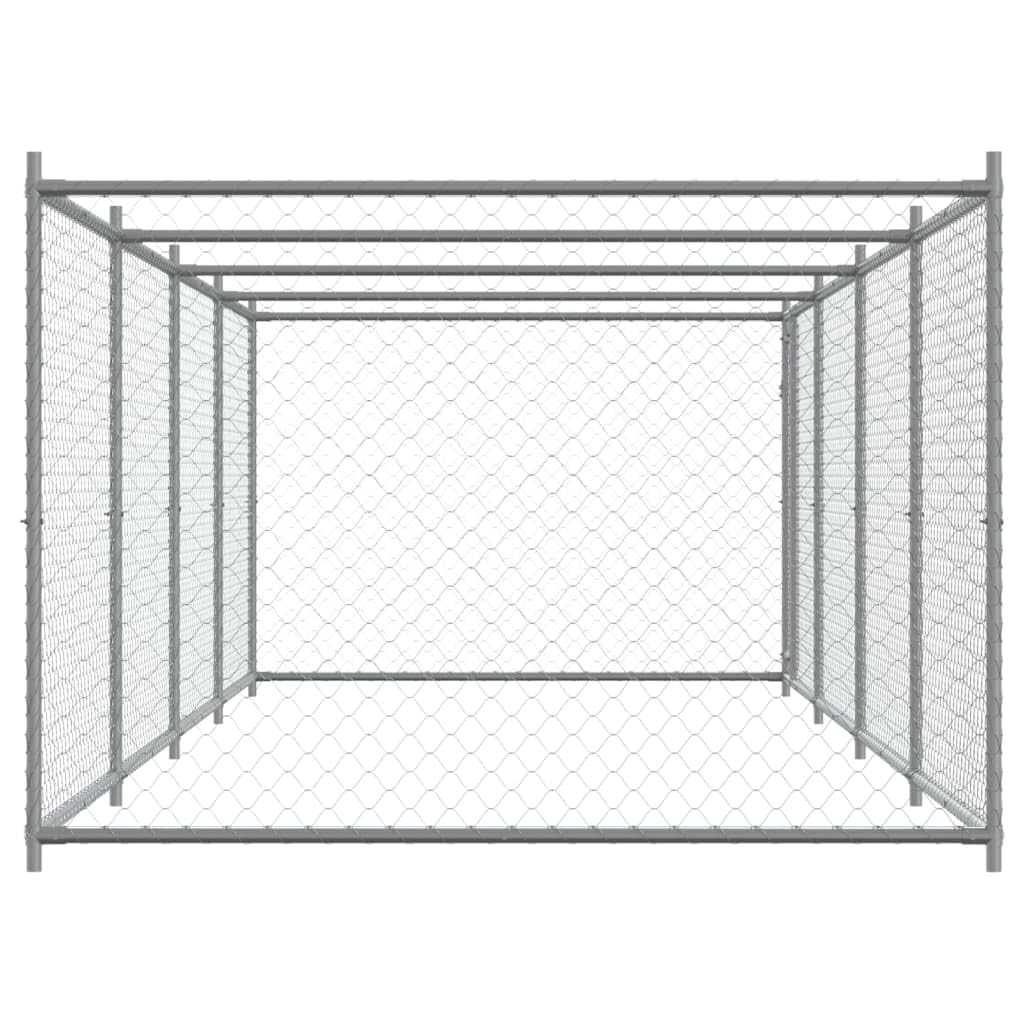 Perrera para perros de acero galvanizado con puerta, 8 x 2 x 1,5 m, para exteriores con rejilla, cercado para cachorros y perros, protección y seguridad en el jardín, patio o terraza