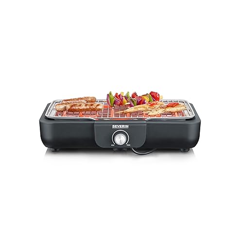 SEVERIN PG 8554 - Barbecue da tavolo con griglia a filo, Temperatura regolabile in continuo, Spegnimento automatico, 2.300 W, Rivestimento Safe Touch