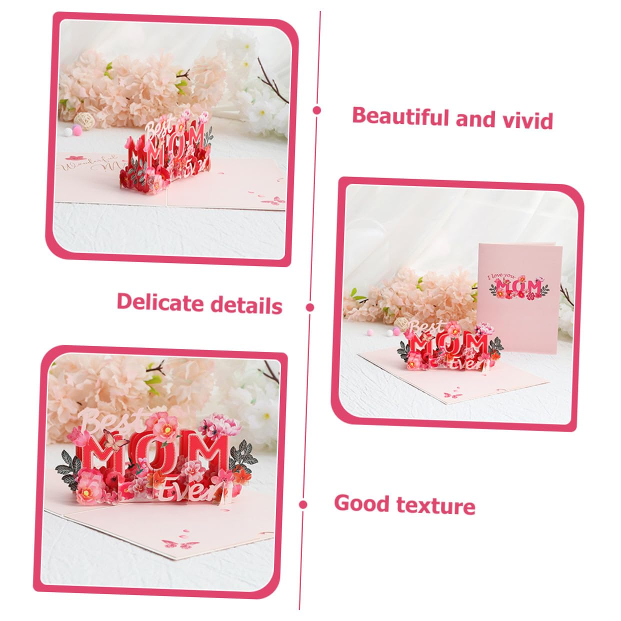 COHEALI 5 Stück Muttertags Grußkarte aus Papier 3D Pop Up Karte mit Blumenmotiv Personalisierbare Segenskarte für Mama Klappkarte mit Kreativem Design