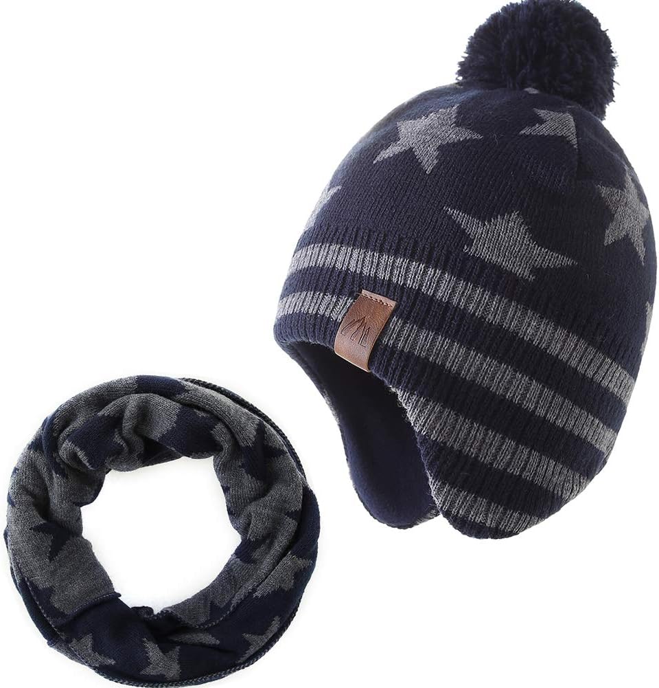 Winter peuter hoed wanten set fleece hoed warm lange oorklep kinderen caps gevoerd peuter handschoenen trapper hoed pompon muts muts muts met cirkel