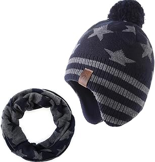 AHAHA Boys,Accessories,Hats & Caps AHAHA Boys Winter Hat Fleece-Lined Skiing Toddler Hat Upgrade Knit Earflap Beanies for Kids
