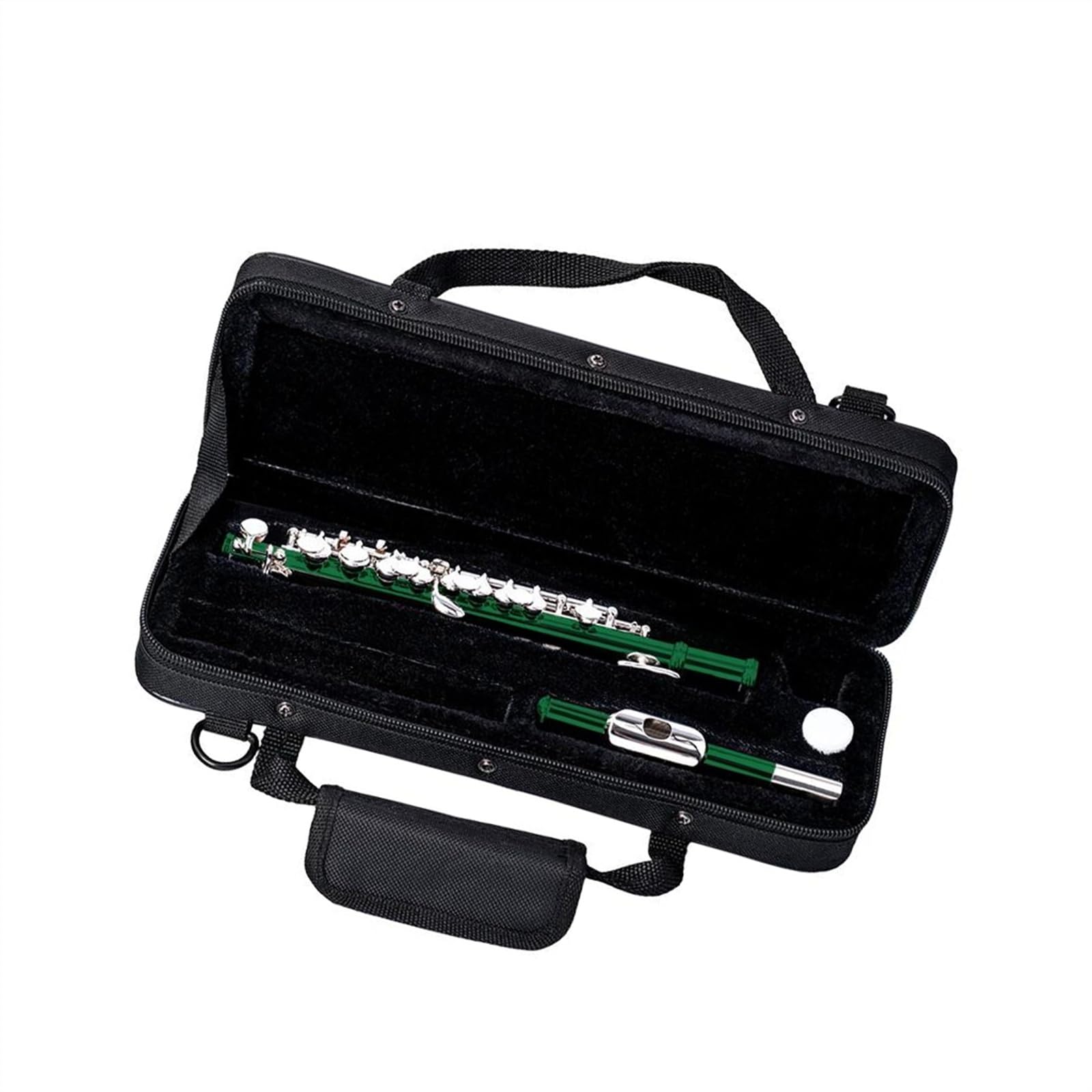 Flauta Verde De Tamaño Medio, Llaves Plateadas, Cuerpo De Cuproníquel, Llave C, Juego De Piccolo Con Estuche Flauta Travesera Kit