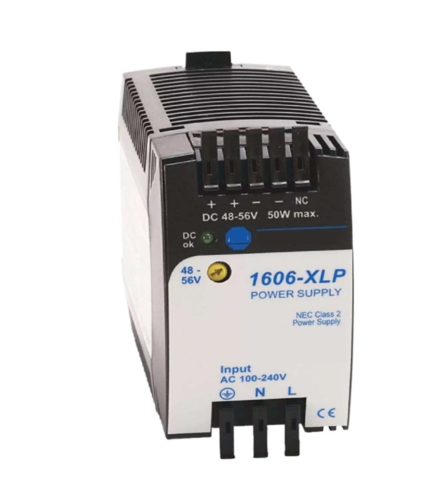 X psblty Switching Power Supply 1606-XLP50F Supports Wide-range Voltage: Input AC 100–240 V, Output DC 48–56 V, 50 W