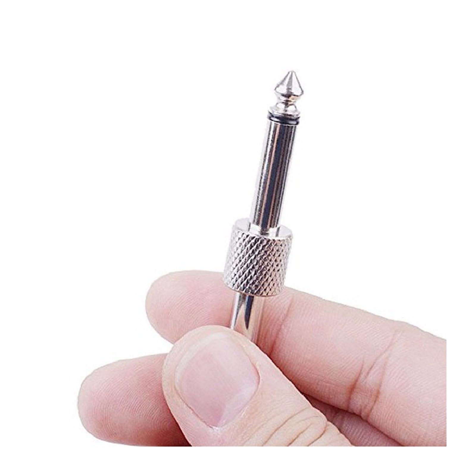 Effektpedal-Anschluss, versilberter Gitarrenstecker, 6,35 mm (1/4 Zoll), Stecker auf Stecker, gerader Typ(2PCS)