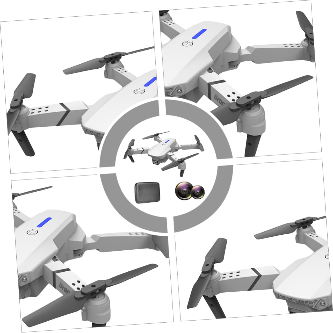 ifundom Drone Pieghevole E525 Doppia Fotocamera 4k, Video ad Alta Definizione, Connessione App, Leggero e Portatile per Riprese Aeree