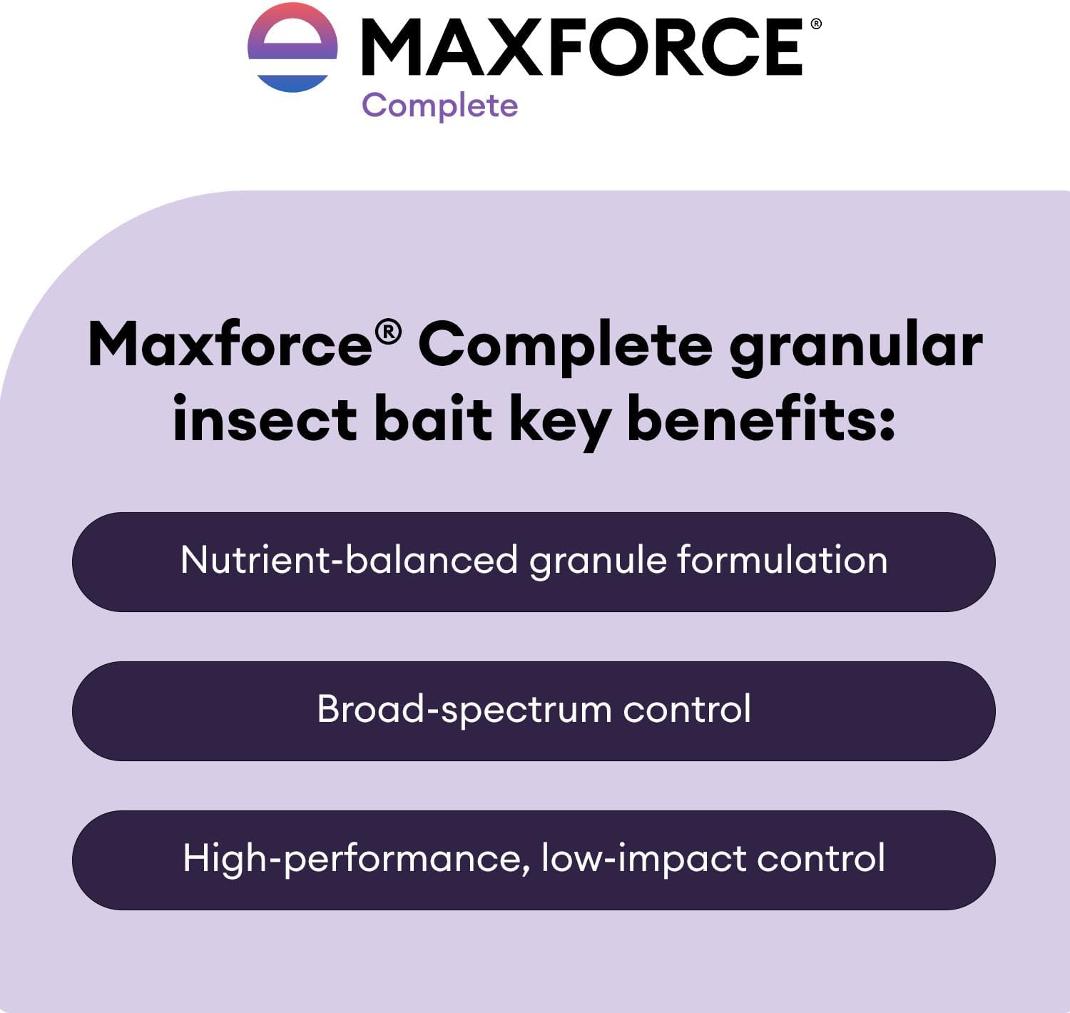 Maxforce Complete Granular Insect Bait 4 lb | for Indoor and Outdoor Perimeter Use | Delayed Kill for Colony Control | Effective Against Ants, Roaches, Silverfish, Earwigs, and Other Crawling Insects