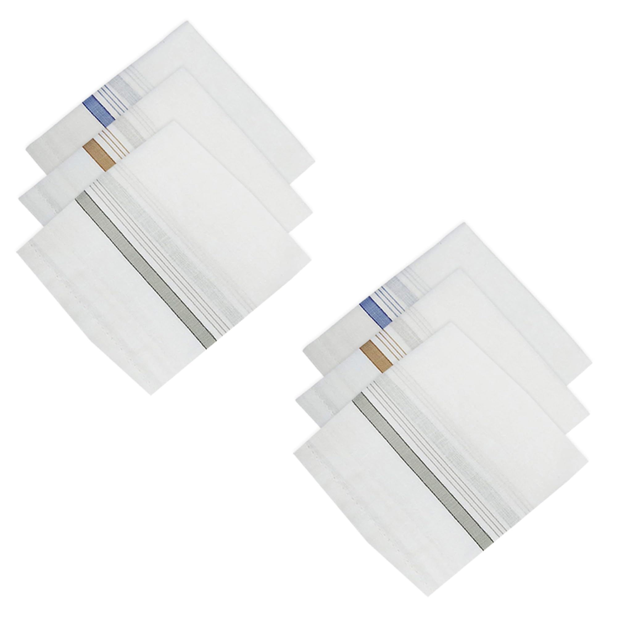 Kuber IndustriesKuber Industries (Set of 6) Handkerchief | Premium Cotton Men's Handkerchief | Hanky Set for Men | Hand Rumal for Boys | Lining Design | White