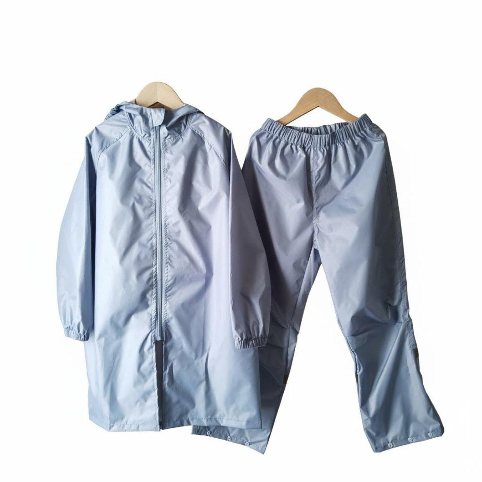 CALANDIS 2 Pieces Kids 2-Piece Rain Suit Waterproof Children's Raincoat and Pants Set Hooded Raincoat and Pants Set for Young Children, Outdoor, Camping 140 Blue-picture-9