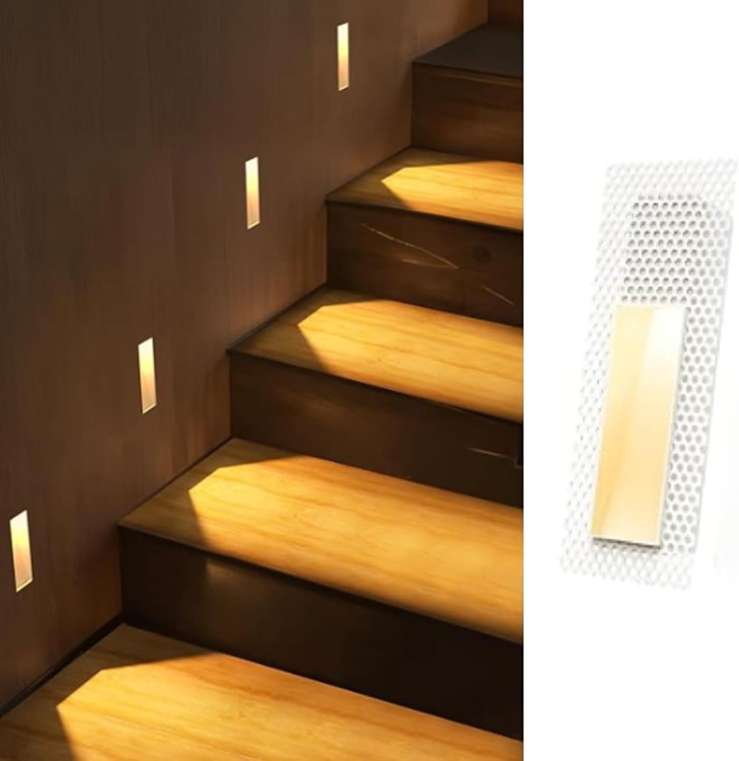Bogey's Antidote Trimless Recessed Step Lights, 2W 3000K Warm White Wall Light,LED Stair Light,Corner Wall Light,Invisible Stair Lights for Hallway,Staircase(Long Shape)