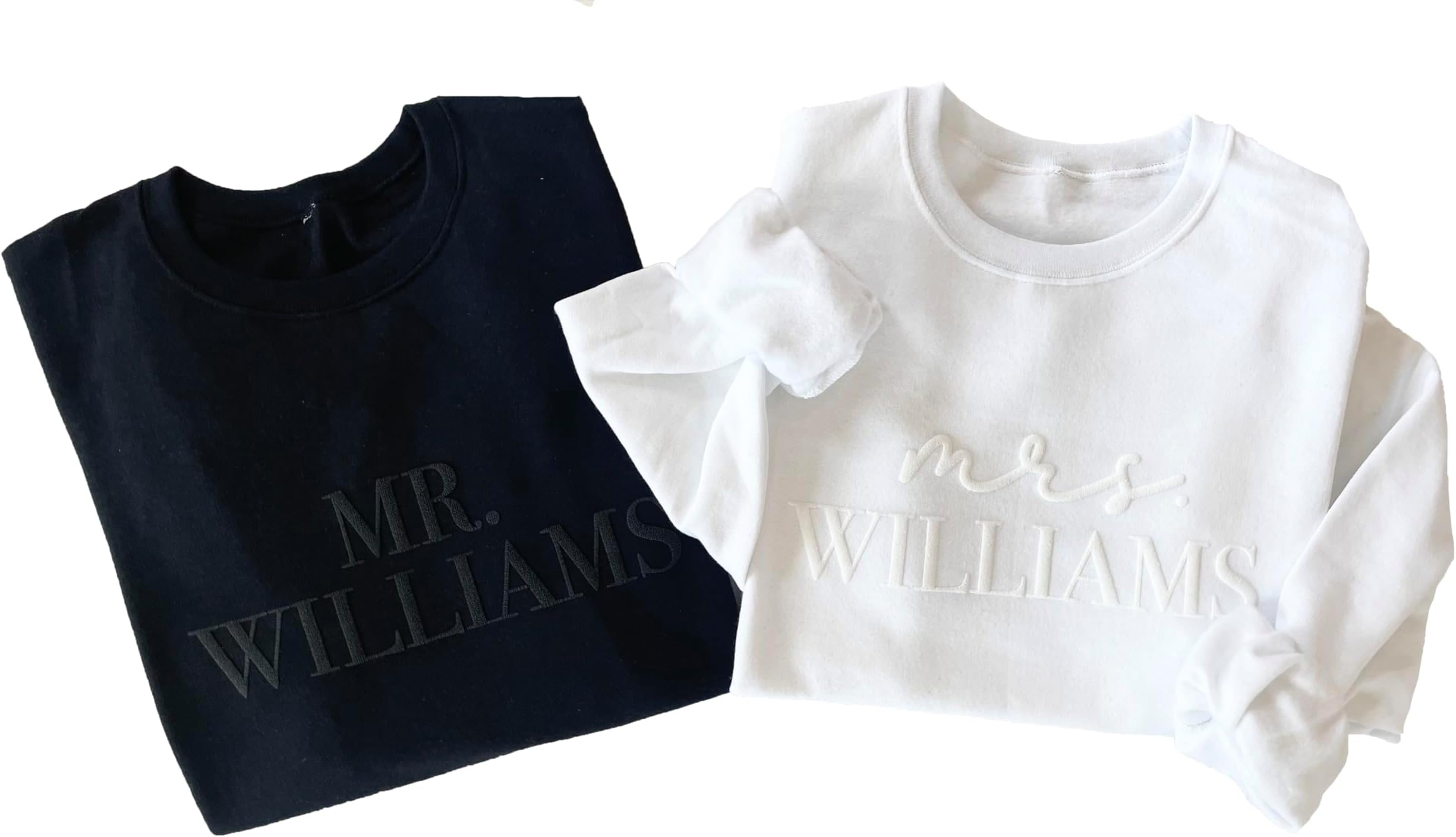 Up2ournecksinfabric LLCUp2ournecksinfabric - Mrs and Mr Sweatshirt - Honeymoon Outfit - Mrs Sweatshirt - New Mrs Gift White