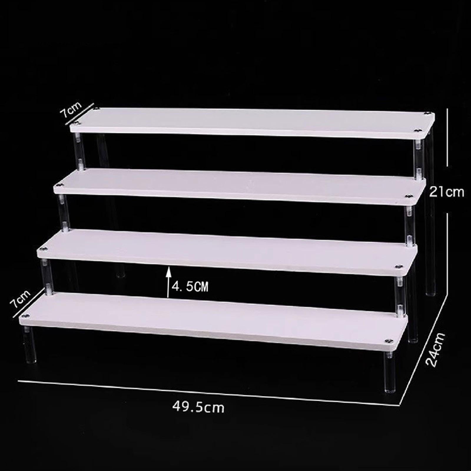 Présentoir surélevé en Bois et Acrylique Escalier de Rangement pour Figurines Miniatures Étagère à Épices Organiseur D'Objets Adaptés pour Exposition, 4 Couches 50CM