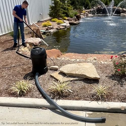 Half Off Ponds CleanSweep 1400 Pond Vacuum with a 13' Intake Suction Hose, 4 Extension Tubes, 3 Vacuum Nozzles, a 6.5 Foot Output Hose, and a Debris Collection Bag
