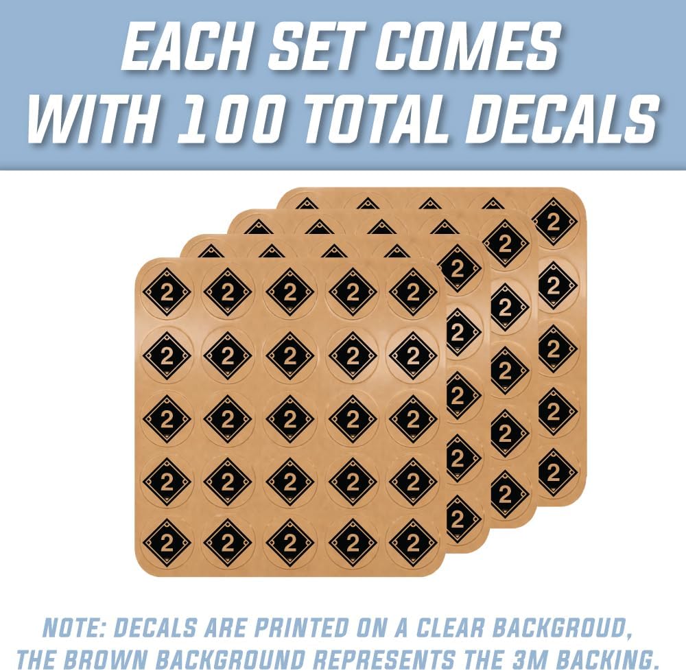 2nd Base Award Decals (Black on Clear) - 1 1/8" Circle - 100 Total Stickers (4 Sheets of 25) – 20 Mil Heavy-Duty Vinyl with Strong 3M Adhesive – Pro-Grade Punch-Out Stickers - Baseball - Softball