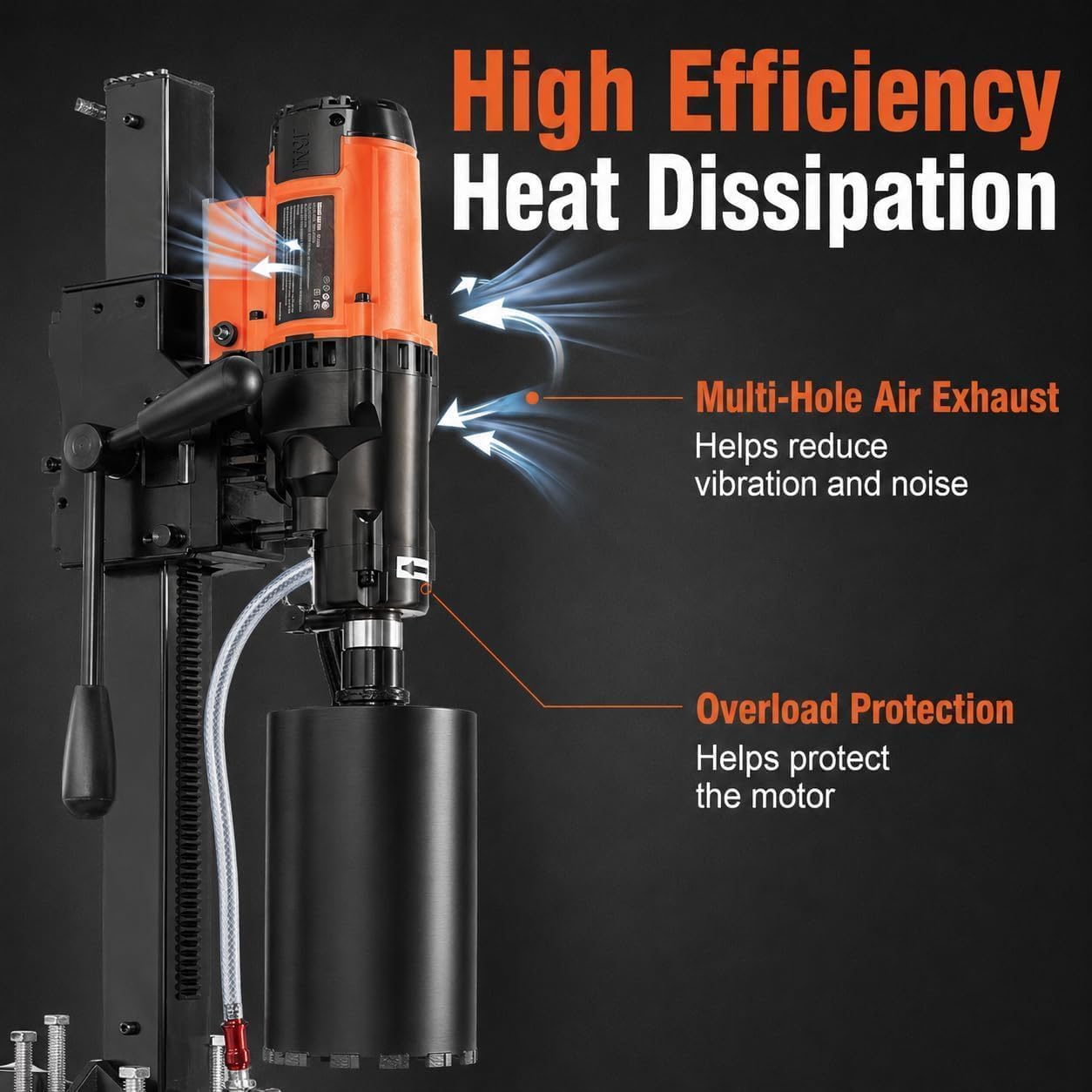 2500W Wet & Dry Diamond Core Drill con supporto, capacità 8 pollici