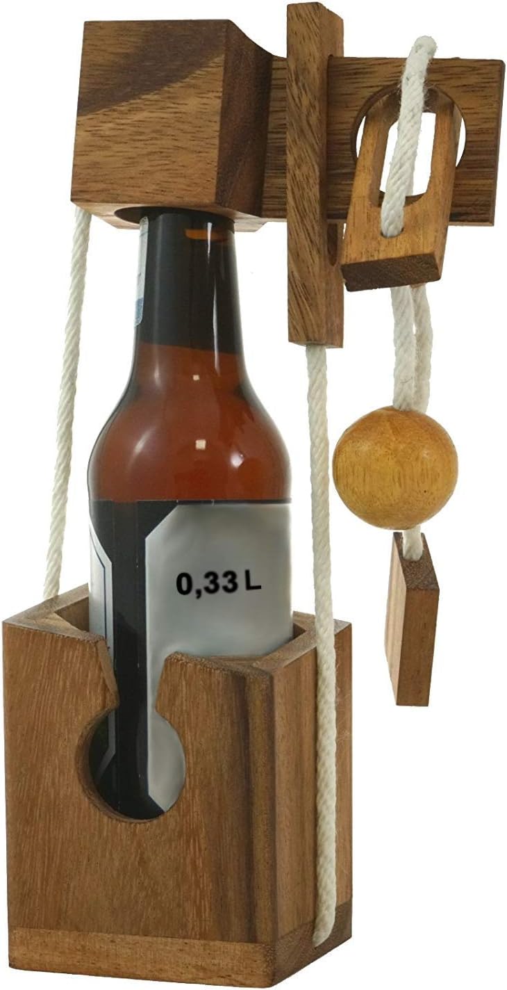 LOGOPLAY mini bottle safe especially for small bottles - bottle safe - bottle puzzle - thinking game - puzzle game - patience game - logic game made of fine wood in a small format