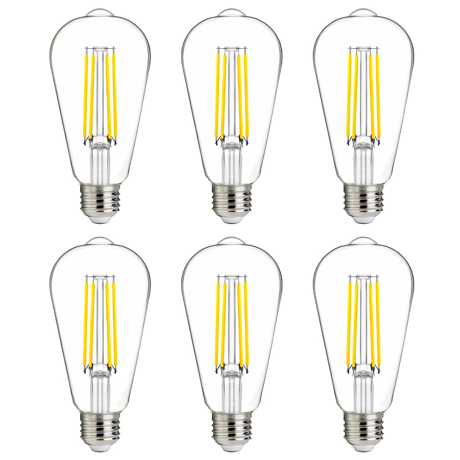 Photo 1 of ***DAMAGE SEE NOTES/IMAGES***
FLSNT 100W Equivalent LED Edison Bulbs, ST19/ST58 Dimmable LED Light Bulbs for Kitchen, Dining Room, High Brightness with 1000LM, 5000K Daylight, 8W, E26 Base, 6 Pack