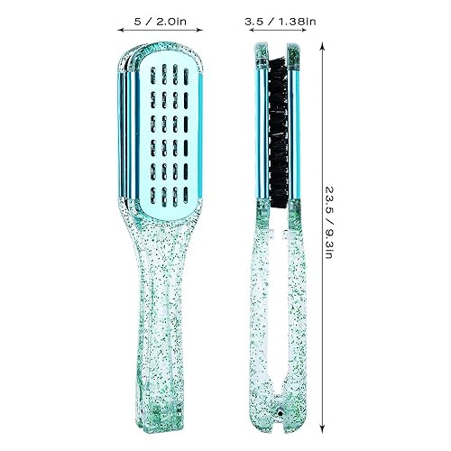 Miniatura 2 de Cepillo de pelo con abrazadera de cerdas de jabalí, enderezadora de cerámica de doble cara con abrazadera, desenredar y peinar el cabello