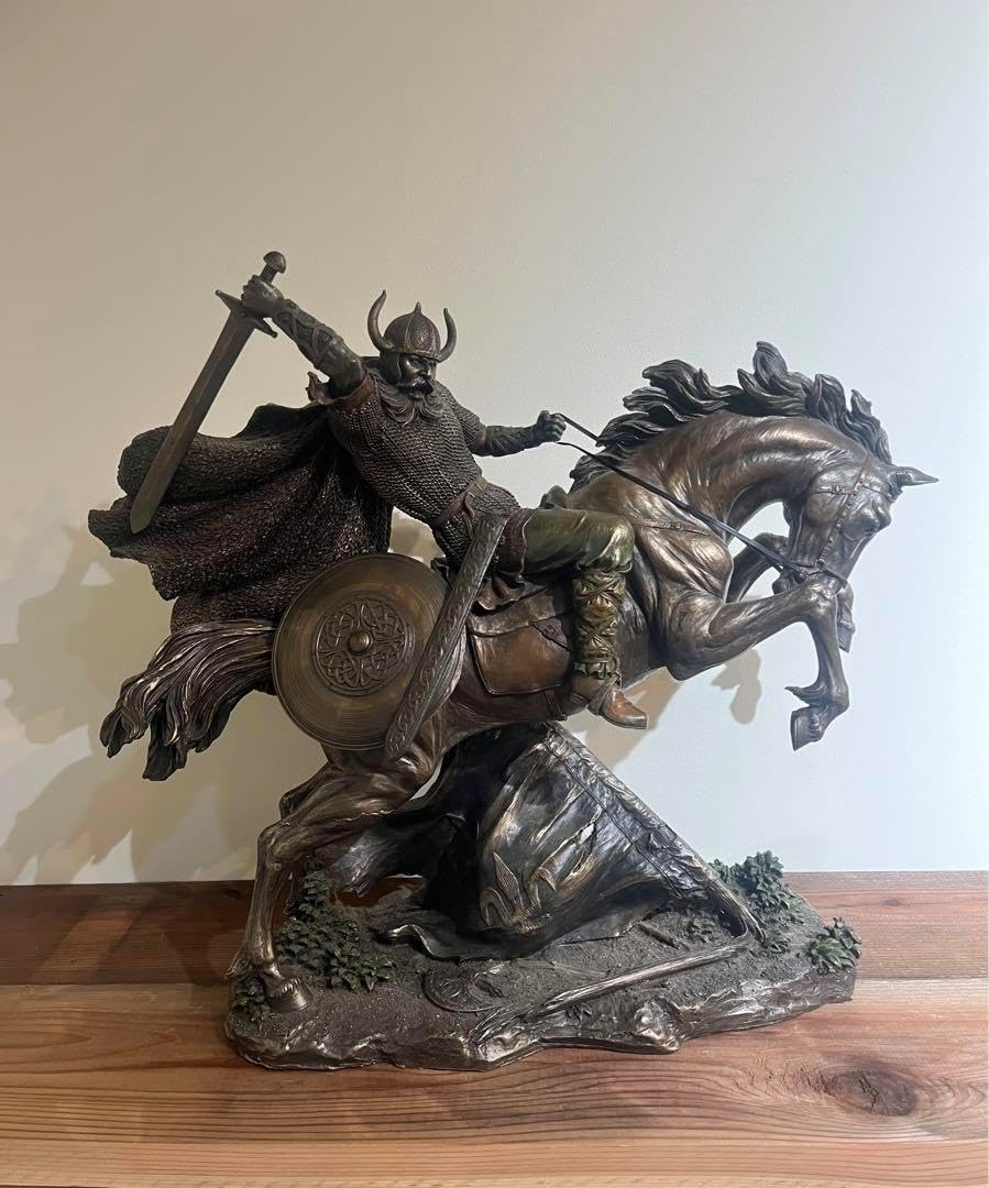 バイキング像 置物 馬 ブロンズ風 バイキング戦士 オブジェ 騎馬 バイキング像 置物 馬 ブロンズ風 バイキング戦士 オブジェ 騎馬