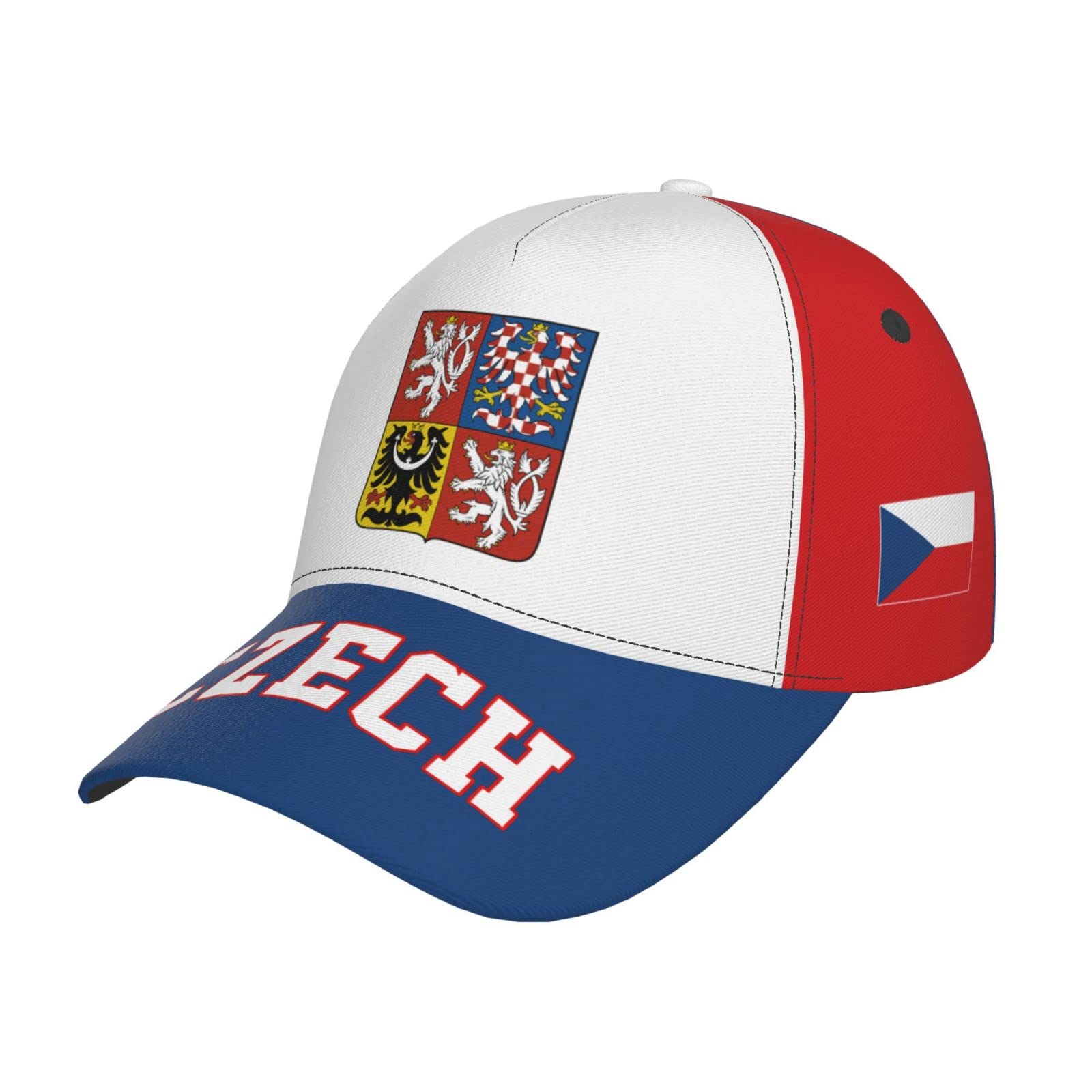 Rfshop Unisex #1442 Czech Republic Flag Czechs Baseball Cap Full Print Adult Men Hat Patriotism Supporter Soccer Caps Black