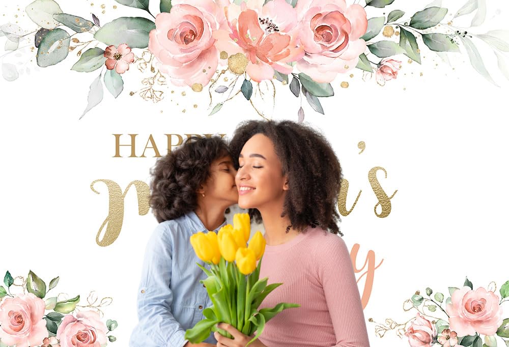 Muttertags-Banner „Happy Mother's Day“ – 179,8x110 Cm, Rosa Blumen, Partydekoration