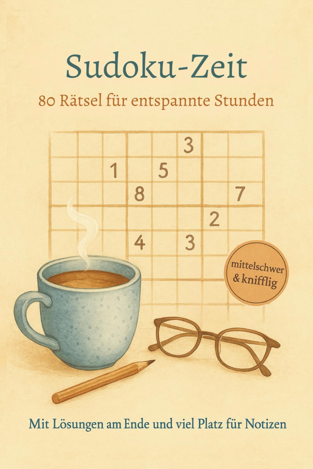 Sudoku-Zeit – 80 Rätsel für entspannte Stunden: Gemütliches Sudoku-Heft mit Platz für Notizen