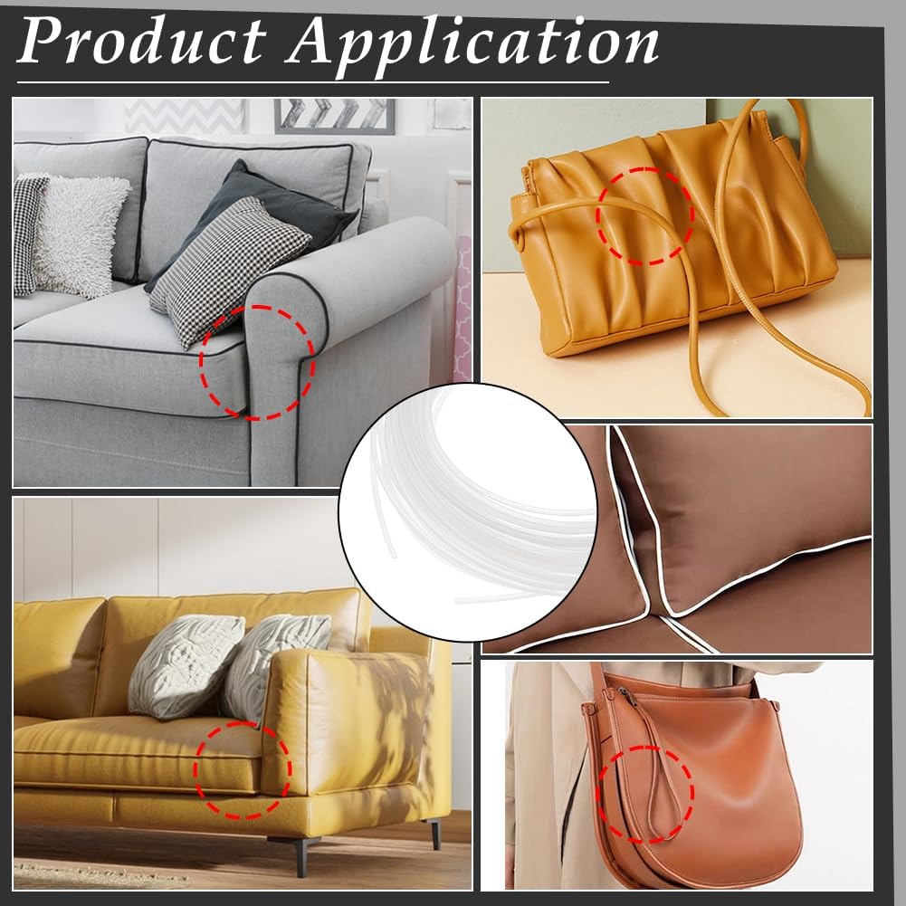 BENECREAT 10.94 Yards Plastic Welt Cord Upholstery Piping, 3mm Translucent PVC Boning, Modeling Stick, Plastic Piping Cord for Sofa, Chair, Table Runner, Mattress, Curtain Decoration