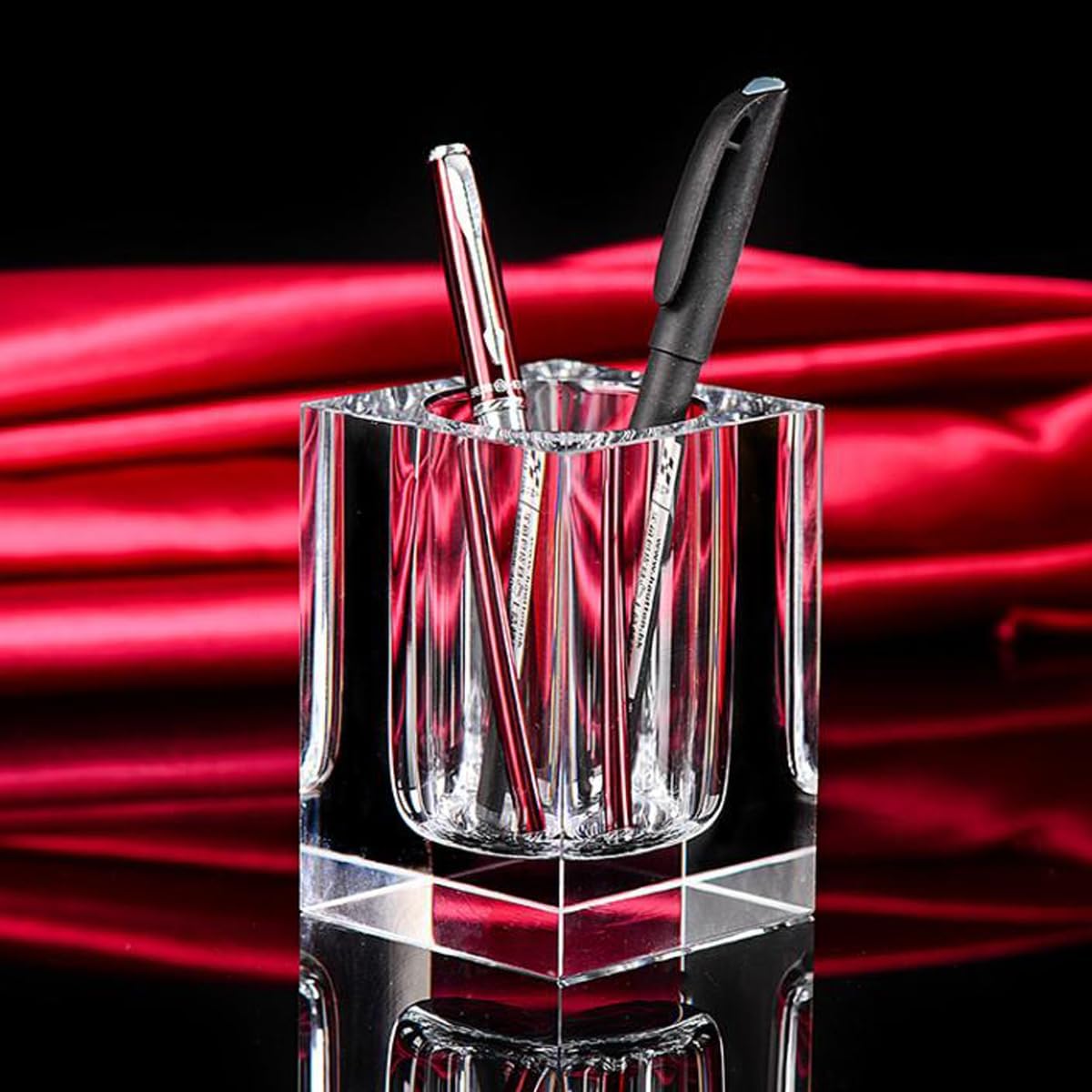 displayonacrylic Clear Crystal Pencil Pen Collection Holder for Desk Stationery Organizer for Office,School,Home Accessories