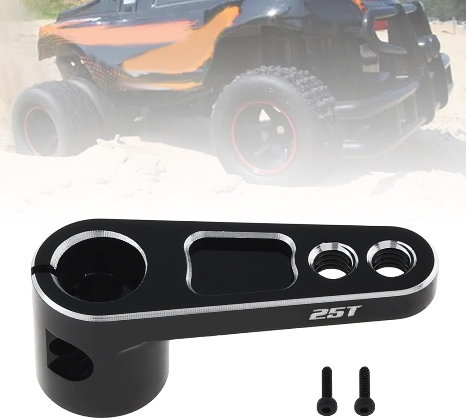 2Pcs CNC Aluminum 25T Servo Horn 25 Teeth Motor Steering Arm Fit for Futaba Savox Power HD/Replacement for 1/8 1/10 RC Off-Road Crawler Drift Racing Car