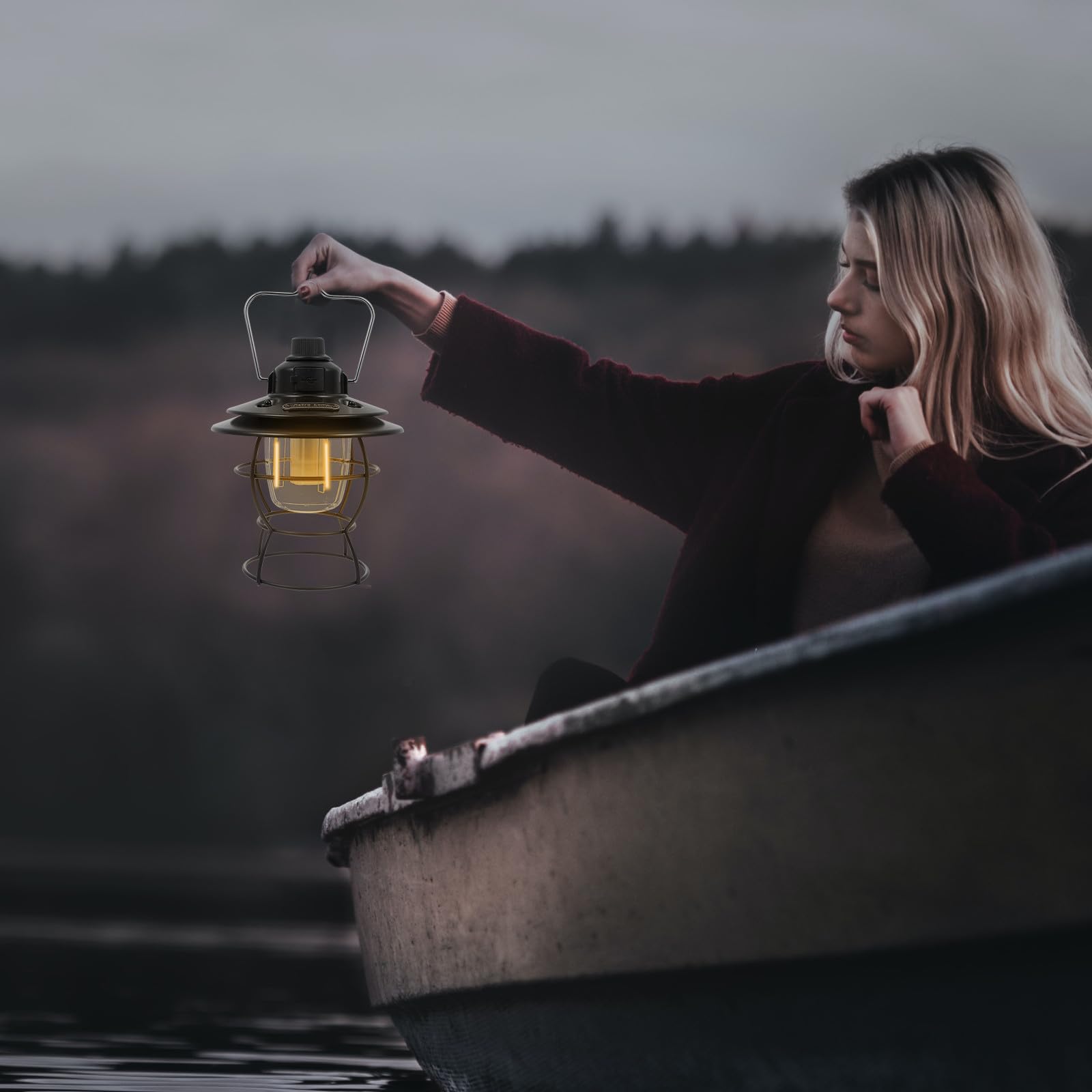 Lámpara de Camping Portátil LED Recargable de Aleación Ligera Batería de 2000 Mah y Función de Atenuación Giratoria para Excursiones al Aire Libre