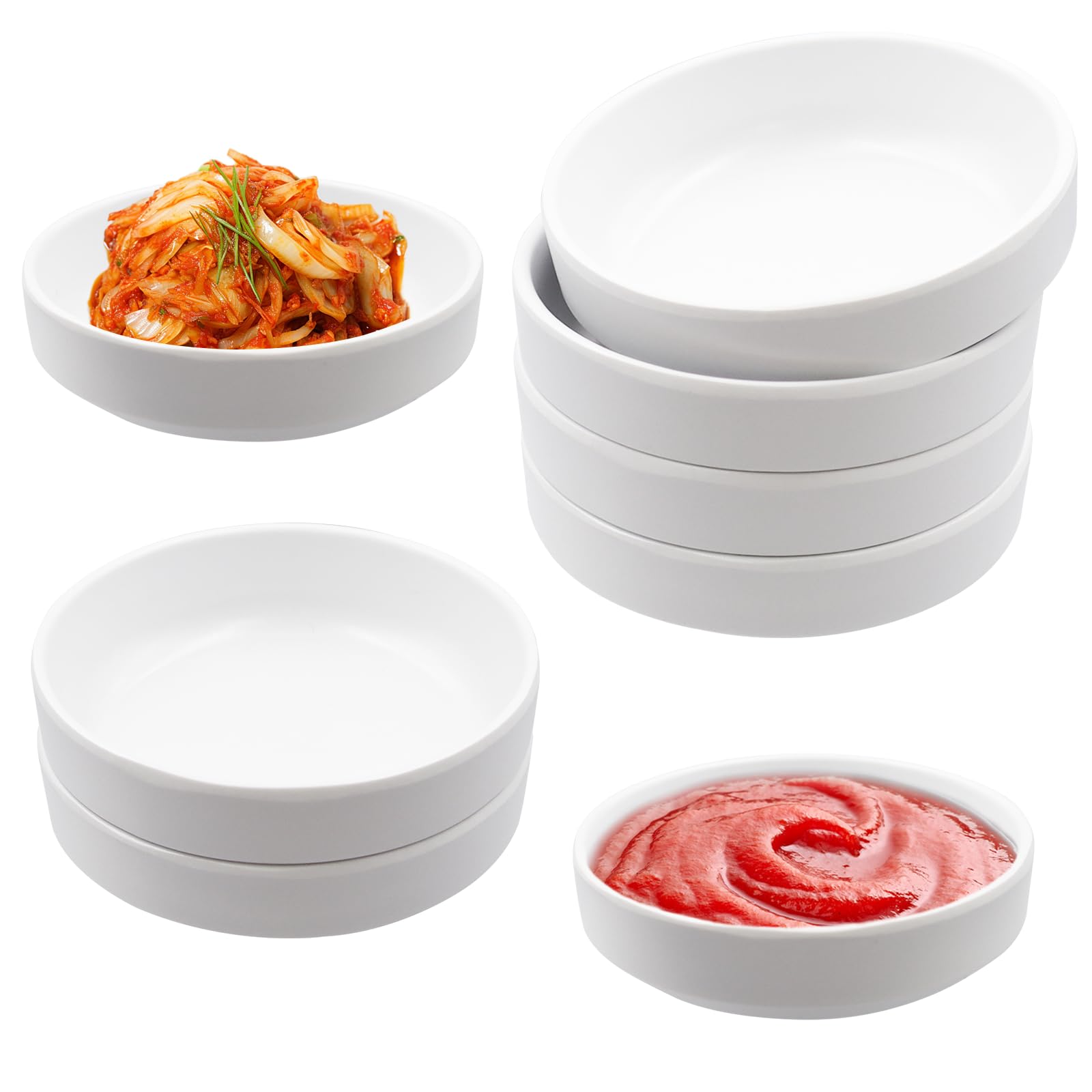 Dip Bowls Set 8pcs,White Plastic Dipping Bowls for Side Dishes,Reusable