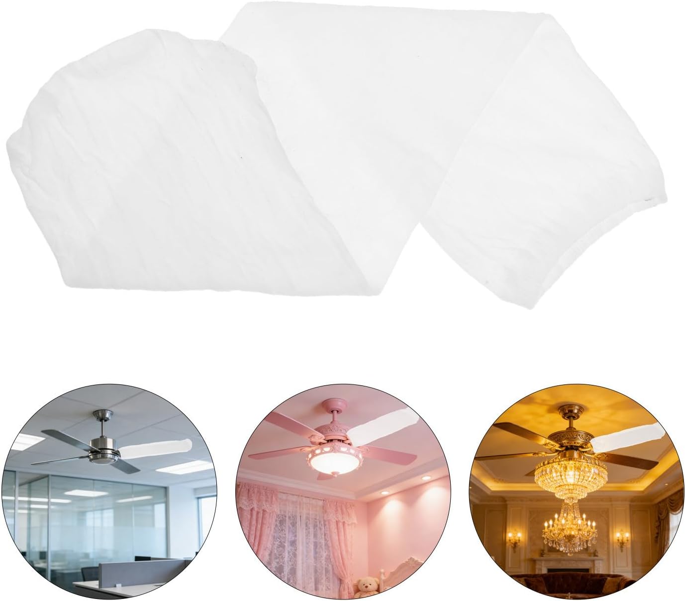 5Pcs White Ceiling Fan Blade Covers, Reusable Dustproof Nylon Spandex Guard