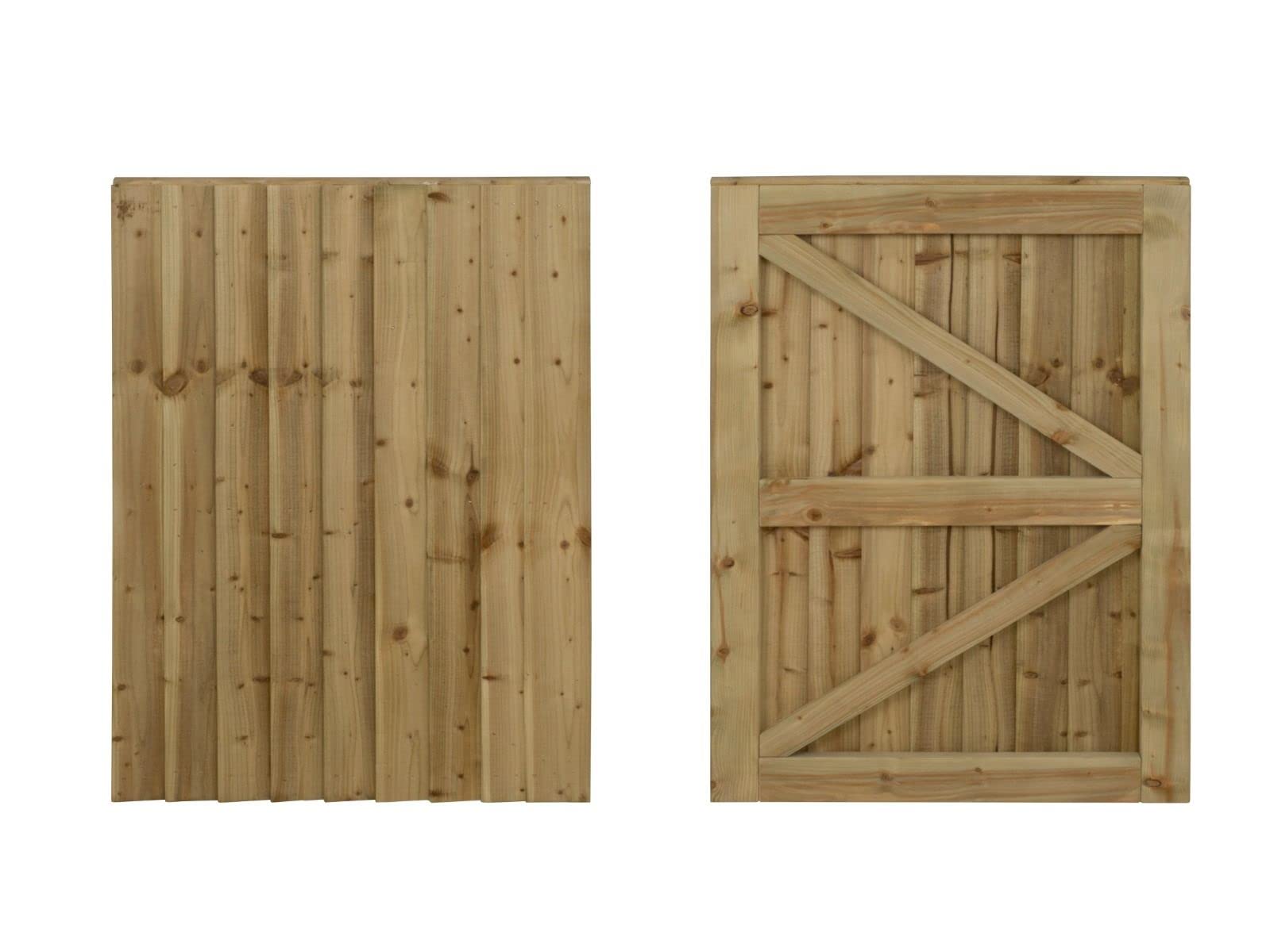 Featheredge Wooden Garden and Side Gates, Fully Framed and Capped (v2)(H-900, W-1050, Natural (Light Green) Finish)