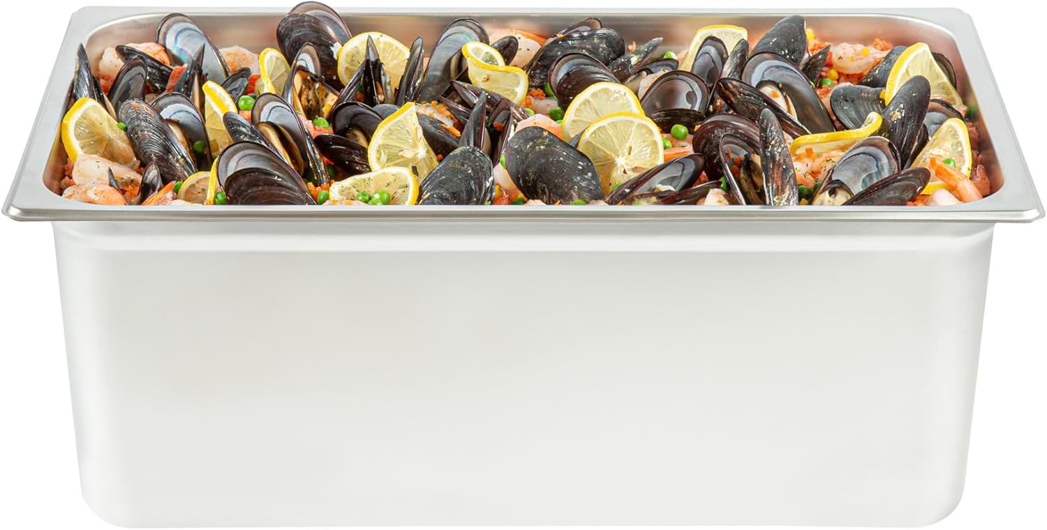 Restaurantware-Kitchen Tek Full Size Steam Table Pan, 1 Anti-Jam Steam Pan - Lid Sold Separately, 8â€ Deep, 24 Gauge Stainless Steel, Freezable, For Catering Event And Party