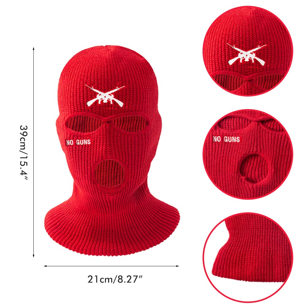 ariarly 3 Hole Full Face Mask Cover Ski Mask Winter Balaclava Knitted Hat Letter Embroidered Face Cover Warm Cover for Outdoor Cycling Skiing Running (Blue)
