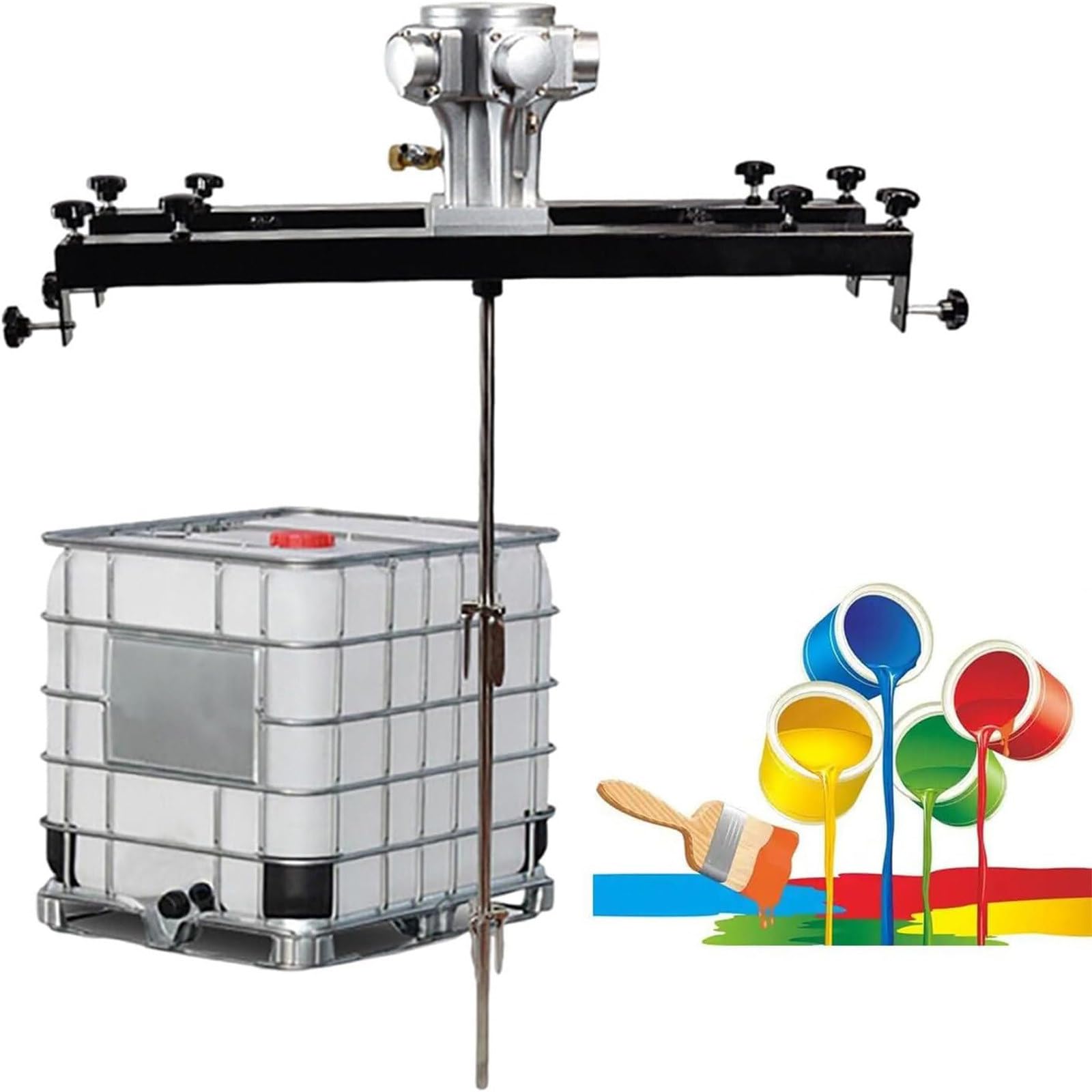 SICWEDIM Stand Paint Mixer,IBC Ton Barrel Pneumatic Mixer,with Adjustable Support Hanger, Adjustable Speed 0-2500RPM,for Stirring Paint (5Cylinders)